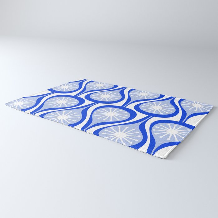Atomic Drops Mid Century Modern Pattern Royal Blue Light Blue White Rug Gallery Image 3