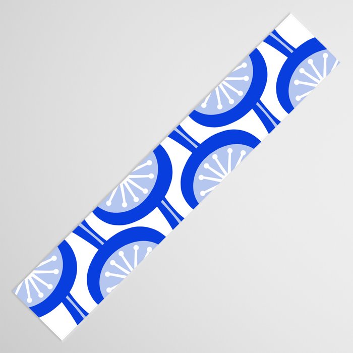 Atomic Drops Mid Century Modern Pattern Royal Blue Light Blue White Table Runner Gallery Image 3