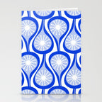 Atomic Drops Mid Century Modern Pattern Royal Blue Light Blue White Stationery Card Gallery Image 2