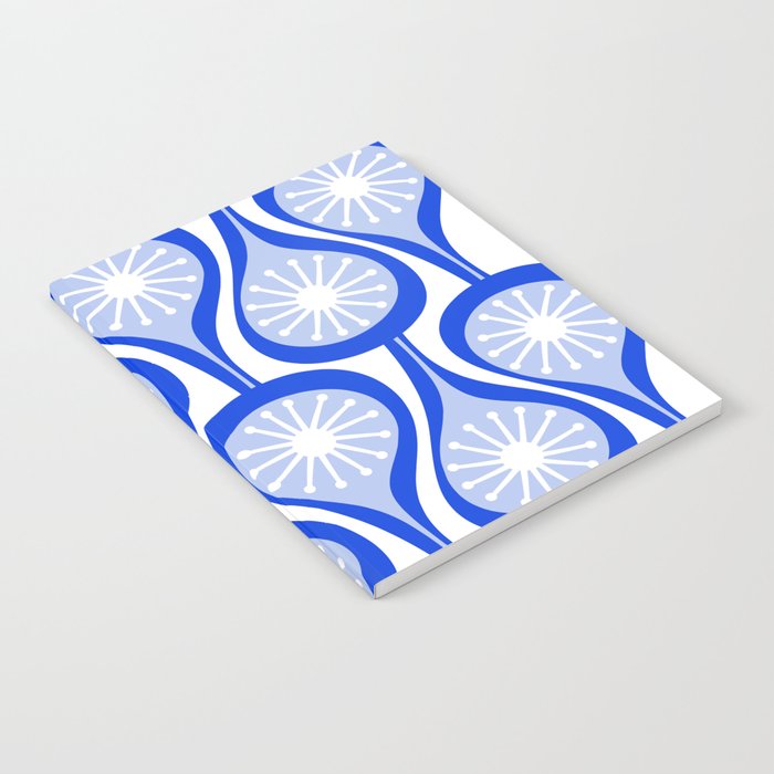 Atomic Drops Mid Century Modern Pattern Royal Blue Light Blue White Notebook Gallery Image 2