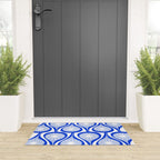 Atomic Drops Mid Century Modern Pattern Royal Blue Light Blue White Welcome Mat Gallery Image 3