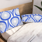Atomic Drops Mid Century Modern Pattern Royal Blue Light Blue White Pillow Sham Gallery Image 2