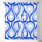 Atomic Drops Mid Century Modern Pattern Royal Blue Light Blue White Window Curtain Gallery Image 5