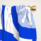 Atomic Drops Mid Century Modern Pattern Royal Blue Light Blue White Window Curtain Gallery Image 2