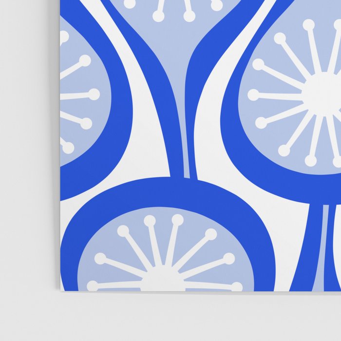 Atomic Drops Mid Century Modern Pattern Royal Blue Light Blue White Poster Gallery Image 3