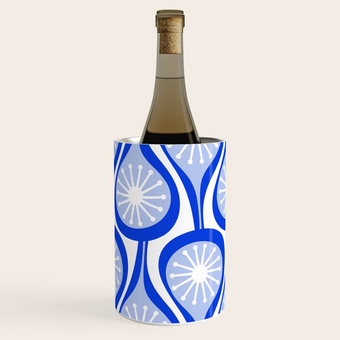 Atomic Drops Mid Century Modern Pattern Royal Blue Light Blue White Wine Chiller Gallery Image 1