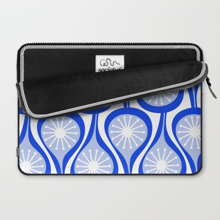 Atomic Drops Mid Century Modern Pattern Royal Blue Light Blue White Laptop Sleeve Gallery Image 2