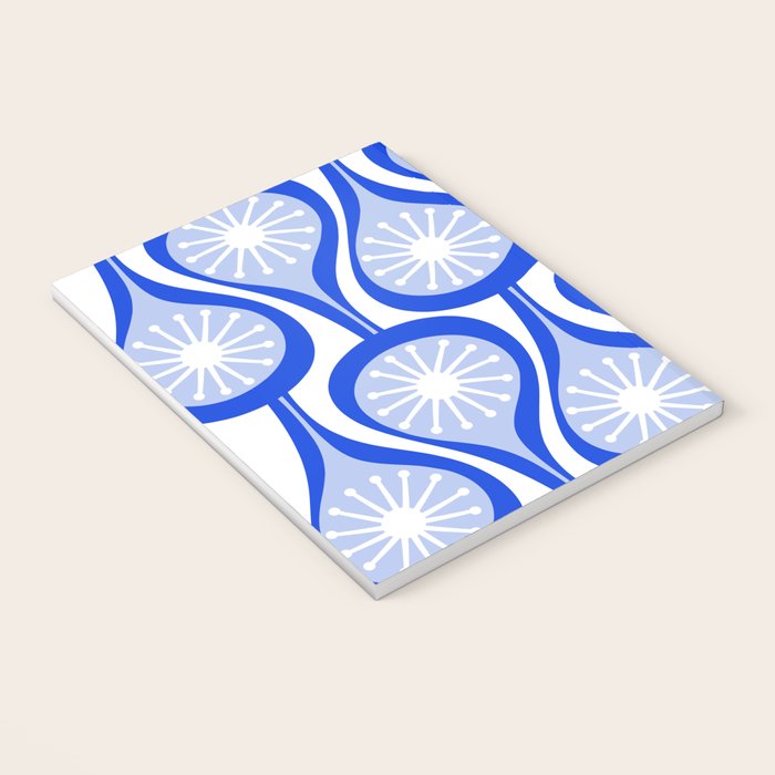 Atomic Drops Mid Century Modern Pattern Royal Blue Light Blue White Notebook Gallery Image 3