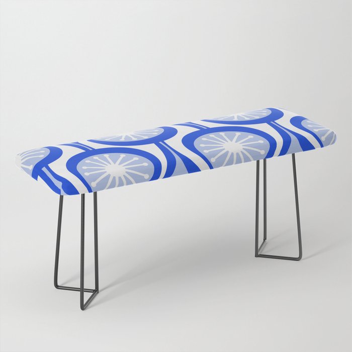 Atomic Drops Mid Century Modern Pattern Royal Blue Light Blue White Bench Gallery Image 1