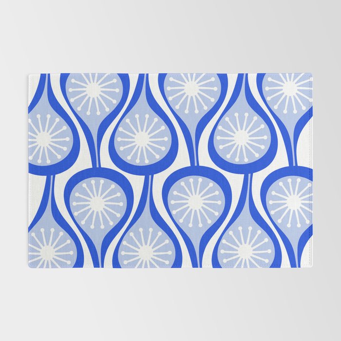 Atomic Drops Mid Century Modern Pattern Royal Blue Light Blue White Rug Gallery Image 2