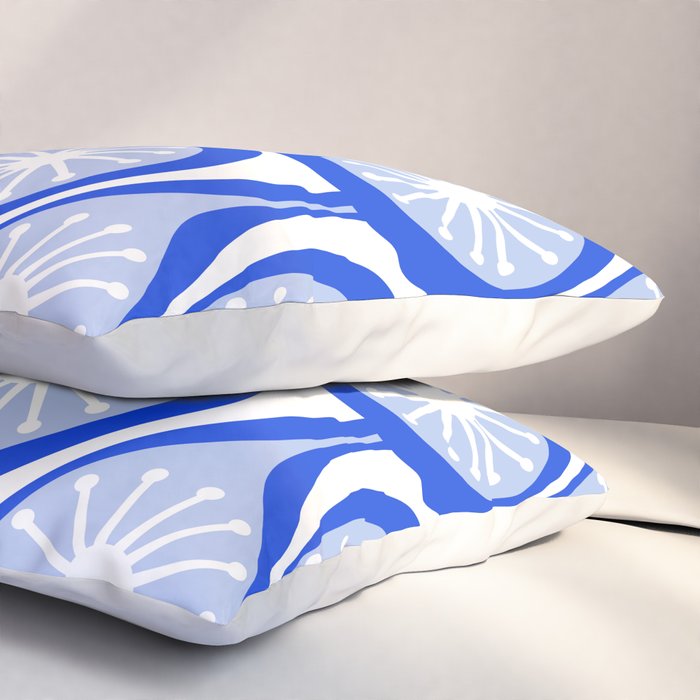 Atomic Drops Mid Century Modern Pattern Royal Blue Light Blue White Pillow Sham Gallery Image 3