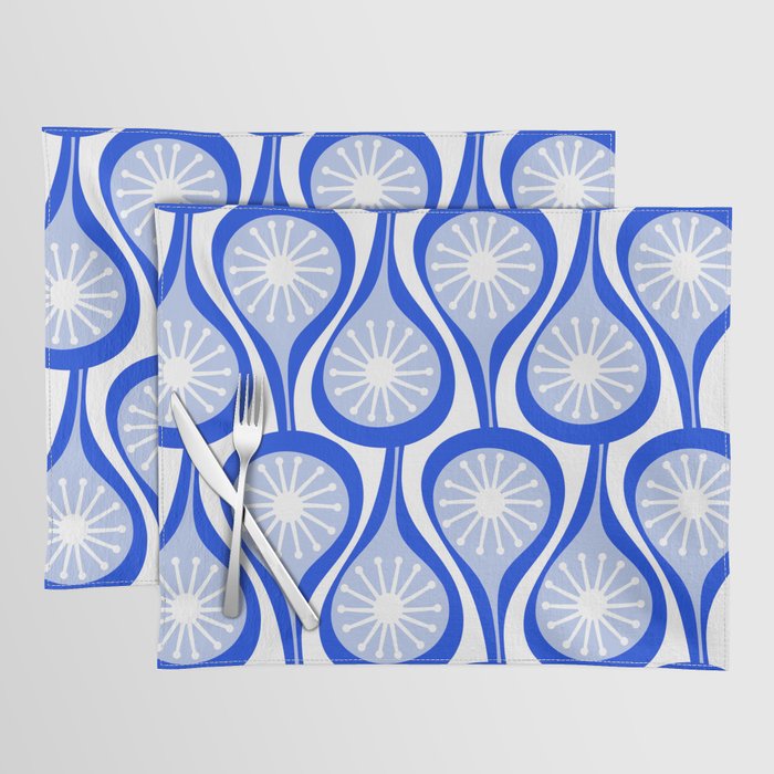 Atomic Drops Mid Century Modern Pattern Royal Blue Light Blue White Placemat Gallery Image 1