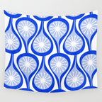 Atomic Drops Mid Century Modern Pattern Royal Blue Light Blue White Wall Tapestry Gallery Image 4