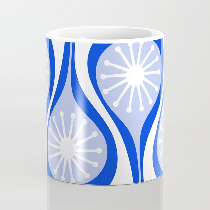 Atomic Drops Mid Century Modern Pattern Royal Blue Light Blue White Coffee Mug Gallery Image 4