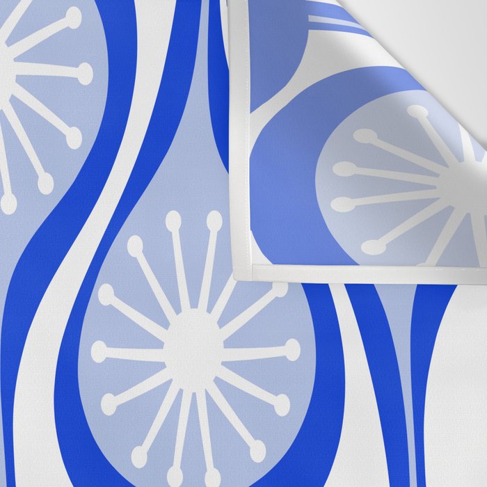 Atomic Drops Mid Century Modern Pattern Royal Blue Light Blue White Wall Tapestry Gallery Image 3