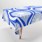 Atomic Drops Mid Century Modern Pattern Royal Blue Light Blue White Tablecloth Gallery Image 1