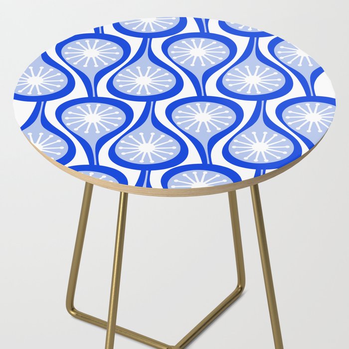 Atomic Drops Mid Century Modern Pattern Royal Blue Light Blue White Side Table Gallery Image 2