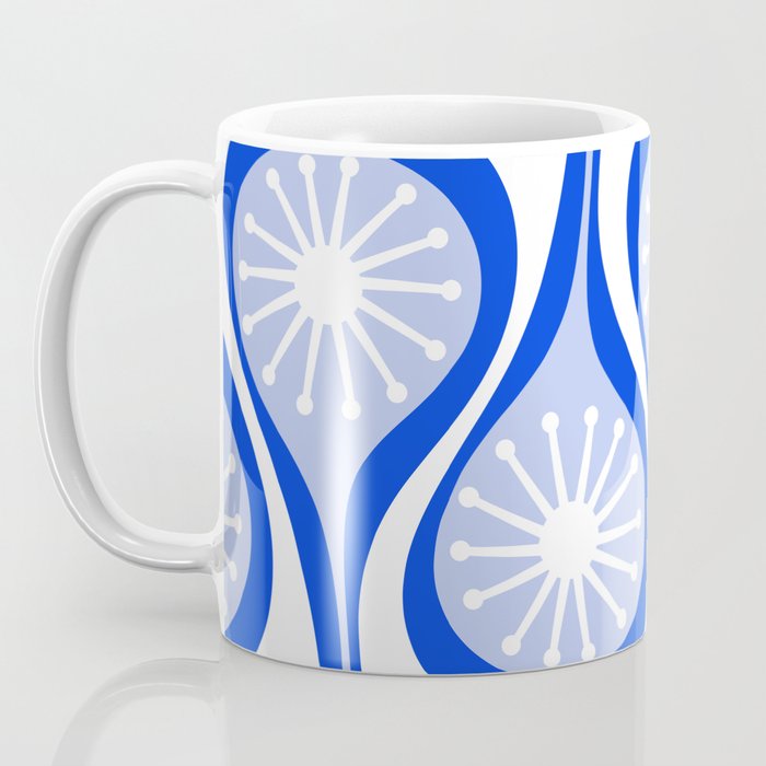 Atomic Drops Mid Century Modern Pattern Royal Blue Light Blue White Coffee Mug Gallery Image 3