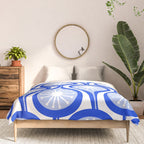 Atomic Drops Mid Century Modern Pattern Royal Blue Light Blue White Comforter Gallery Image 3