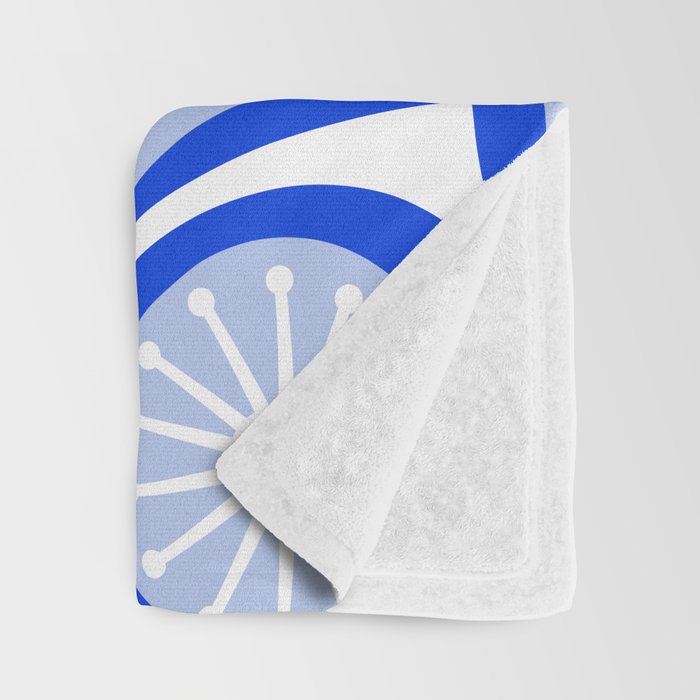 Atomic Drops Mid Century Modern Pattern Royal Blue Light Blue White Throw Blanket Gallery Image 3