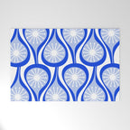 Atomic Drops Mid Century Modern Pattern Royal Blue Light Blue White Welcome Mat Gallery Image 1