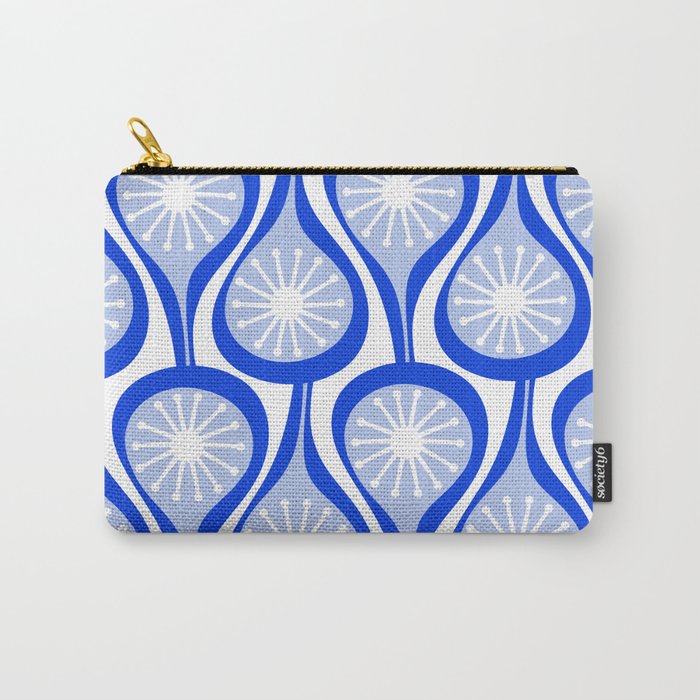 Atomic Drops Mid Century Modern Pattern Royal Blue Light Blue White Carry All Pouch Gallery Image 1