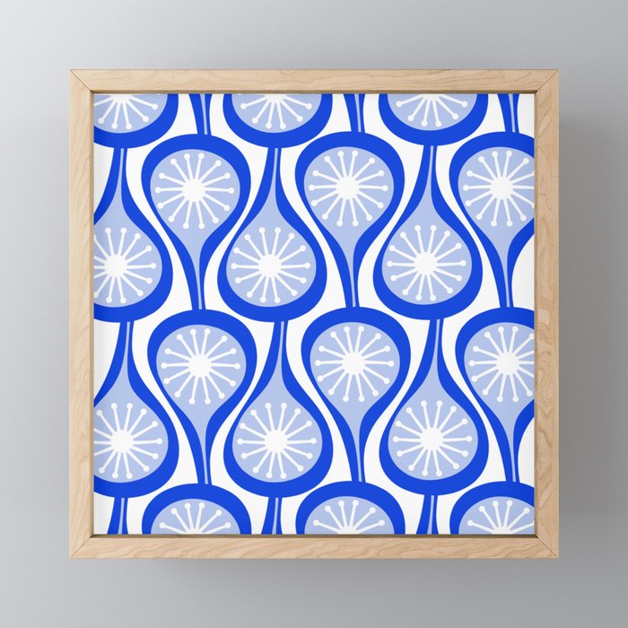 Atomic Drops Mid Century Modern Pattern Royal Blue Light Blue White Mini Art Print Gallery Image 1