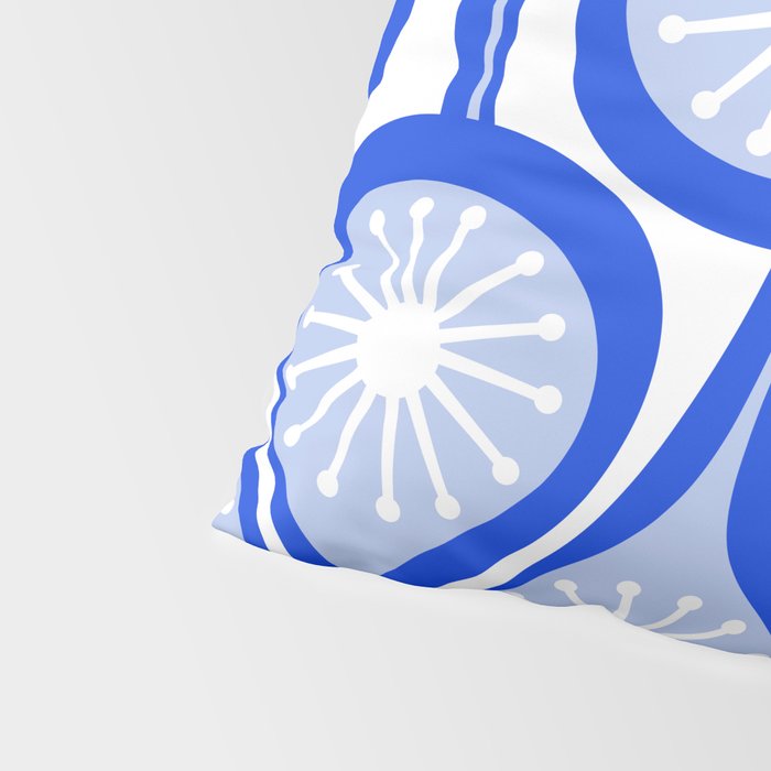 Atomic Drops Mid Century Modern Pattern Royal Blue Light Blue White Pillow Sham Gallery Image 4