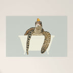 Sea Turtle in Bathtub #green Welcome Mat Gallery Image 1