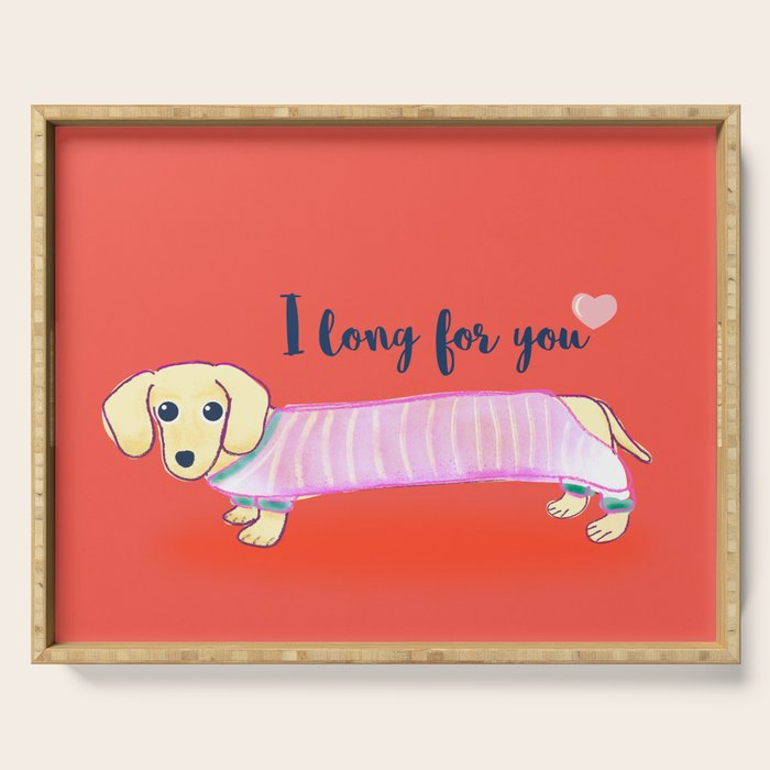 Valentine's Day dachshund dog Serving Tray Gallery Image 1