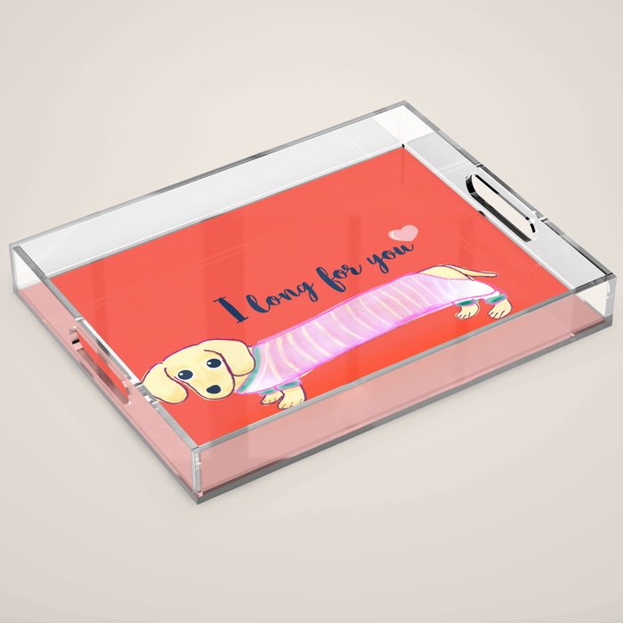Valentine's Day dachshund dog Acrylic Tray Gallery Image 1