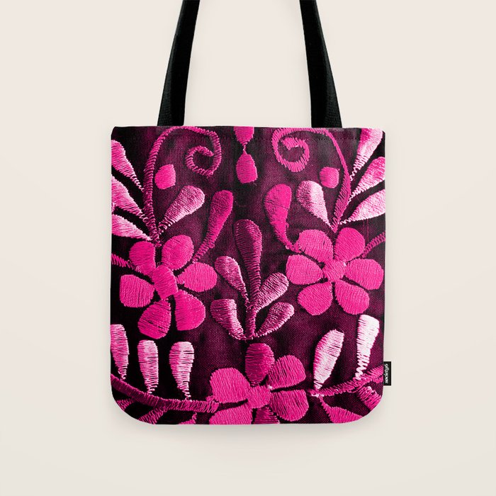 Hot Pink Mexican Flowers Tote Bag Gallery Image 1