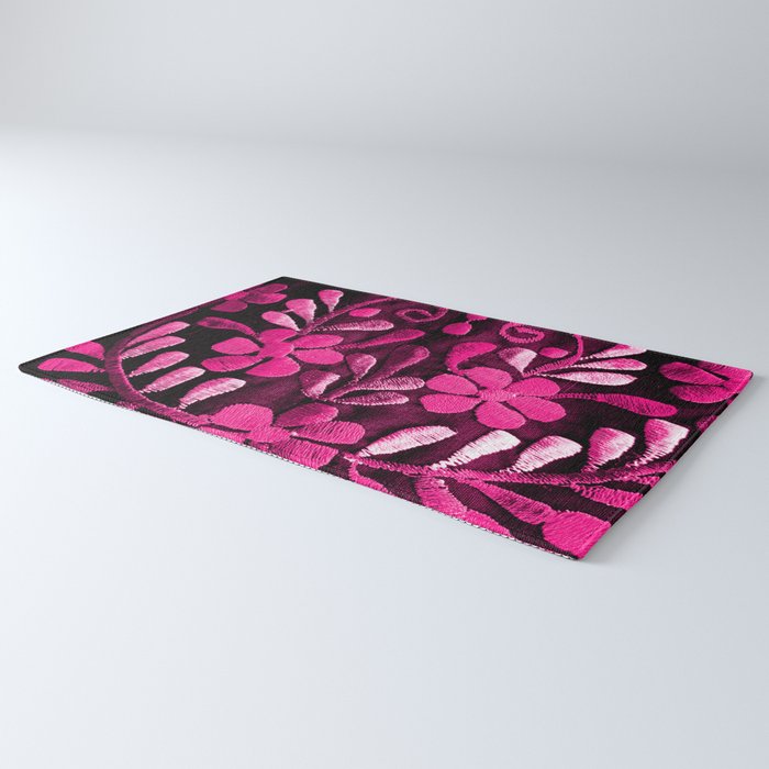 Hot Pink Mexican Flowers Rug Gallery Image 3