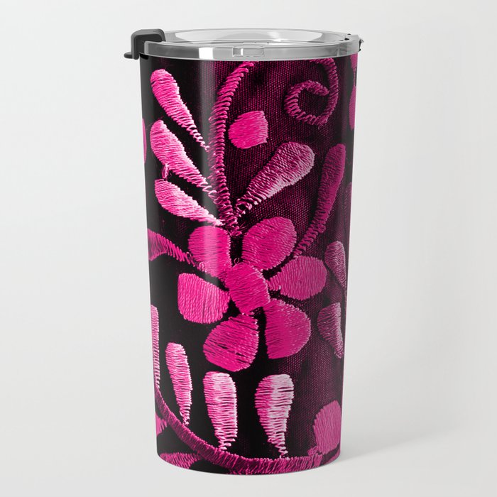 Hot Pink Mexican Flowers Travel Mug Gallery Image 3