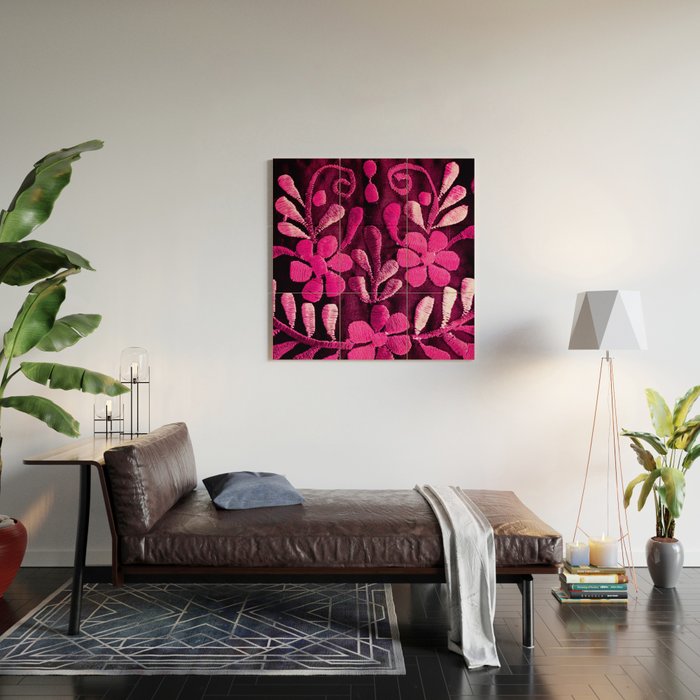 Hot Pink Mexican Flowers Wood Wall Art Gallery Image 2