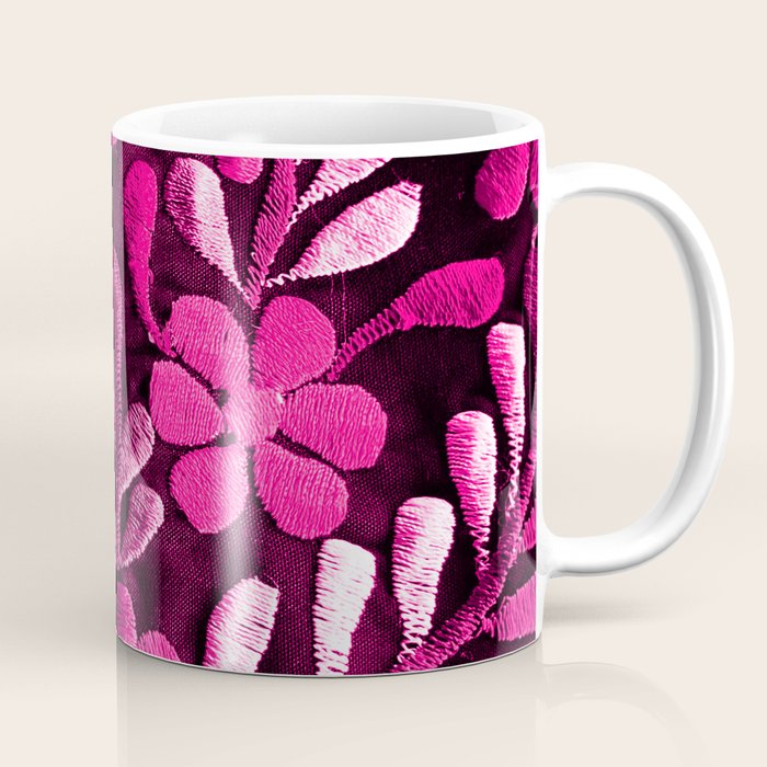 Hot Pink Mexican Flowers Coffee Mug Gallery Image 1