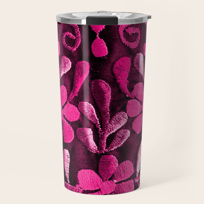 Hot Pink Mexican Flowers Travel Mug Gallery Image 1