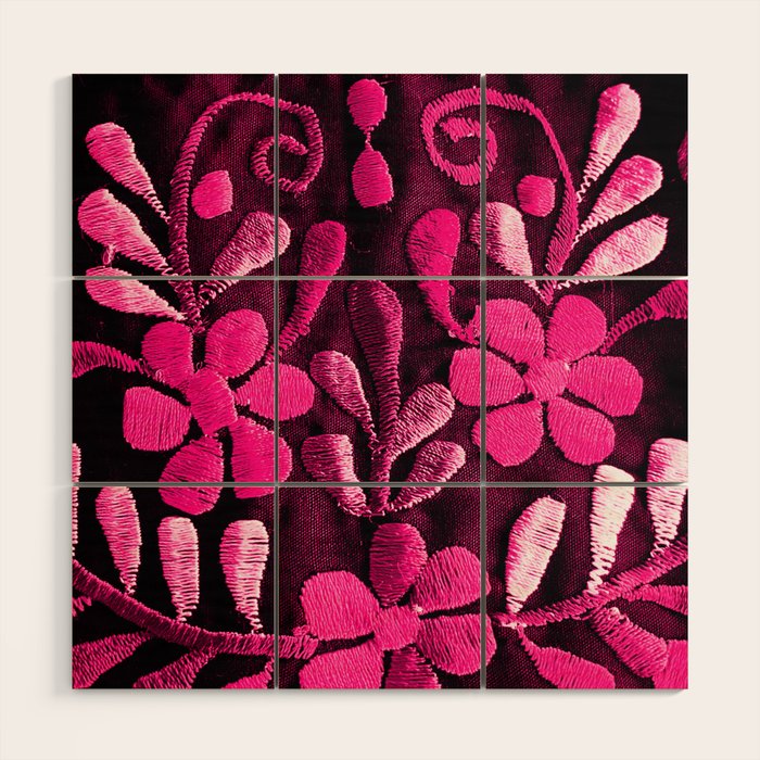 Hot Pink Mexican Flowers Wood Wall Art Gallery Image 1