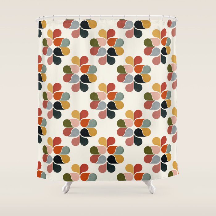 Retro geometry pattern Shower Curtain Gallery Image 1