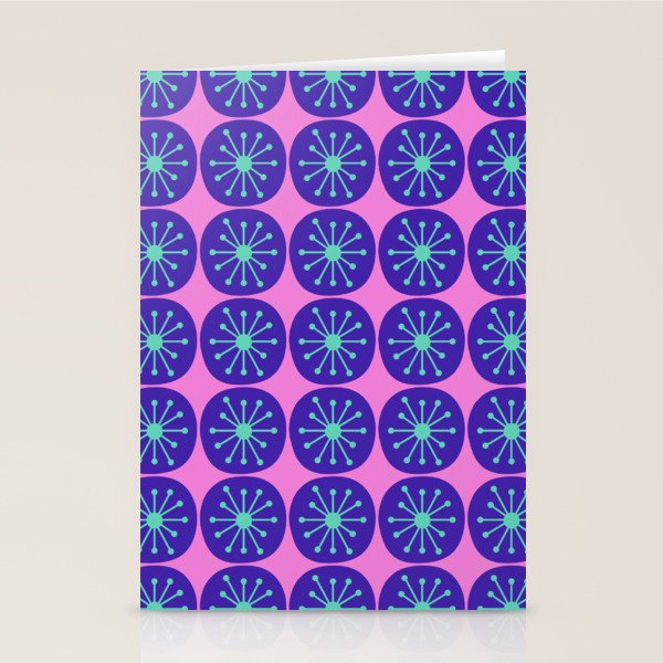Mid Century Modern Atomic Dots Retro Pattern Purple Pink Stationery Card Gallery Image 1