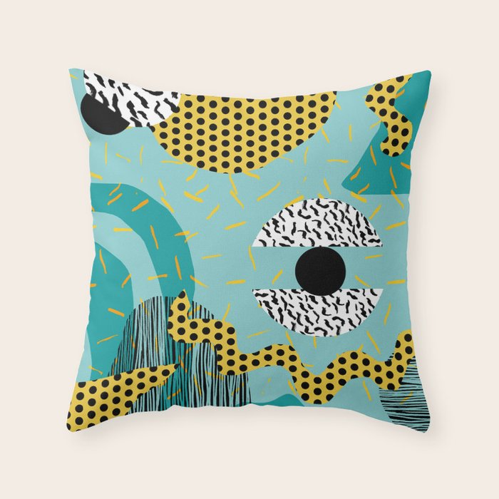 Boss - abstract 80s style memphis vibes patterns 1980's retro minimal throwback decor Throw Pillow Gallery Image 6
