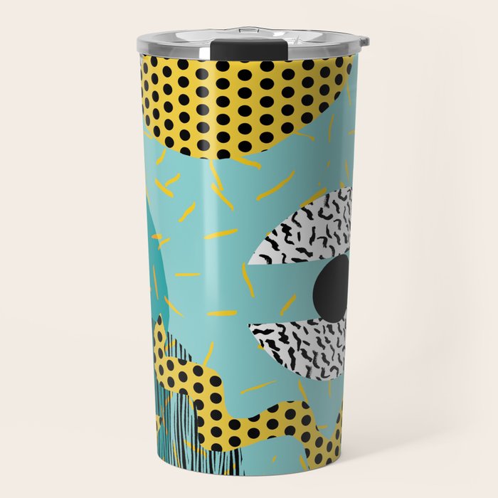 Boss - abstract 80s style memphis vibes patterns 1980's retro minimal throwback decor Travel Mug Gallery Image 1