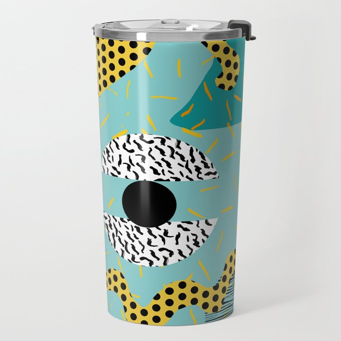 Boss - abstract 80s style memphis vibes patterns 1980's retro minimal throwback decor Travel Mug Gallery Image 2