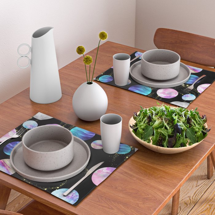 Outer Space: Planets, Galaxies, and Stars (watercolor and gold) Pattern Placemat Gallery Image 2