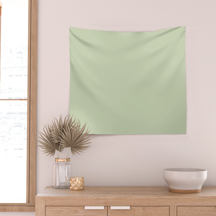 The Pale Sage Green Solid Wall Tapestry Gallery Image 2