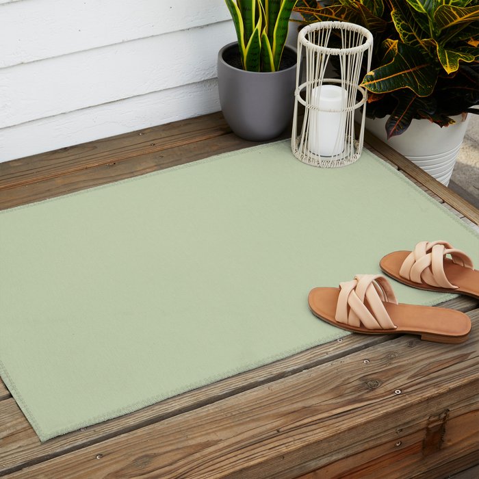 The Pale Sage Green Solid Outdoor Rug Gallery Image 2