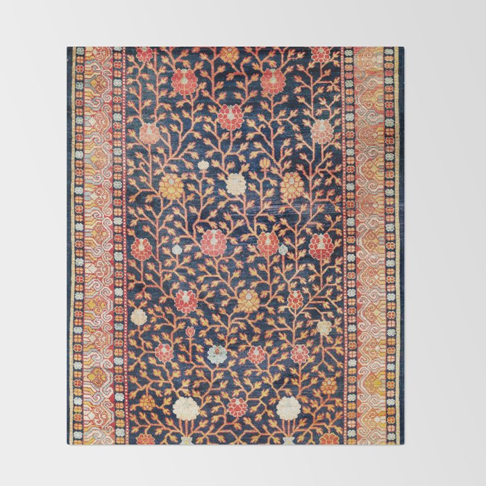 Silk Khotan East Turkestan Rug Print Throw Blanket Gallery Image 2
