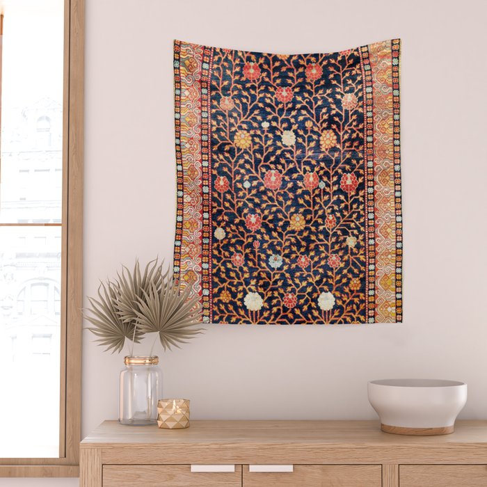 Silk Khotan East Turkestan Rug Print Wall Tapestry Gallery Image 2