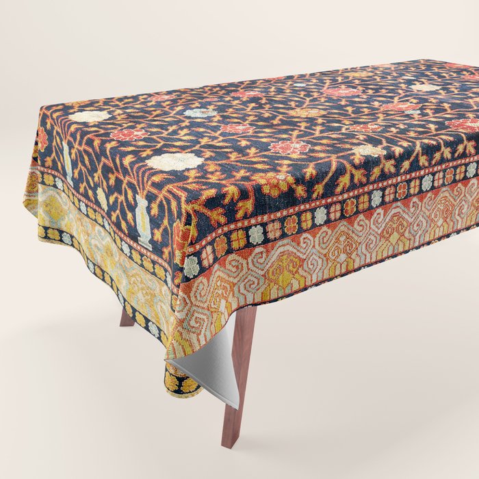 Silk Khotan East Turkestan Rug Print Tablecloth Gallery Image 1