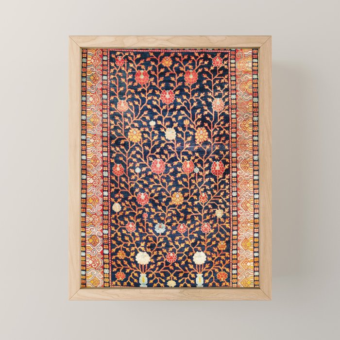 Silk Khotan East Turkestan Rug Print Mini Art Print Gallery Image 1